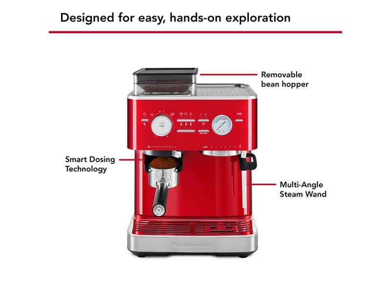 KitchenAid Semi Automatic Espresso Machine with Burr Grinder in Apple Red- KES6551CA