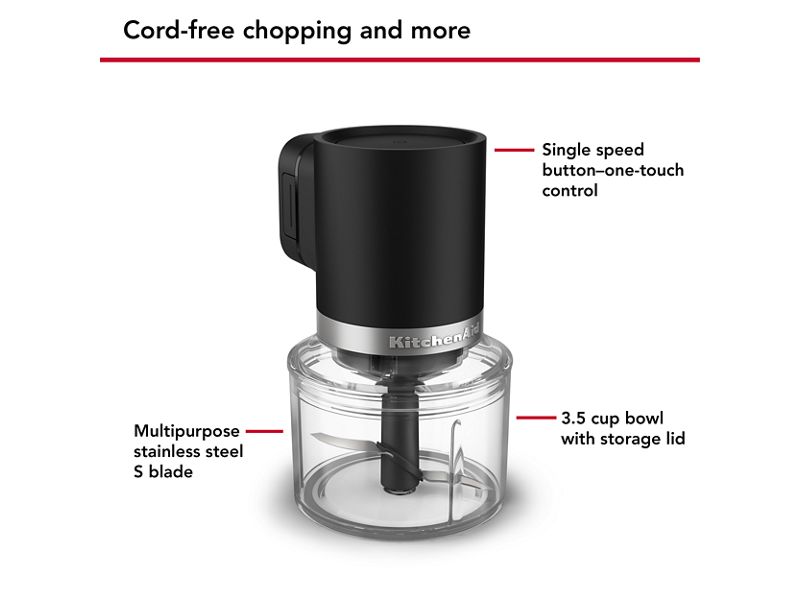 KitchenAid Go Cordless Top Down Chopper - Battery Included - KTCR351BM