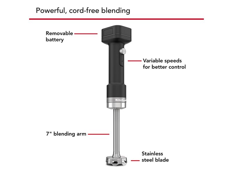 KitchenAid Go Cordless Hand Blender with 12v MAX Removable Battery - KHBRV71BM