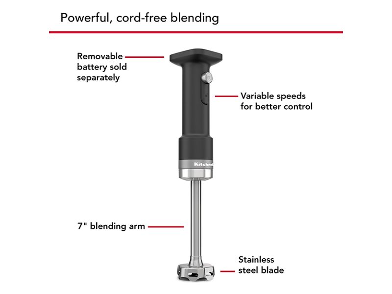 KitchenAid Go Cordless Hand Blender - Battery Sold Separately - KHBRV00BM
