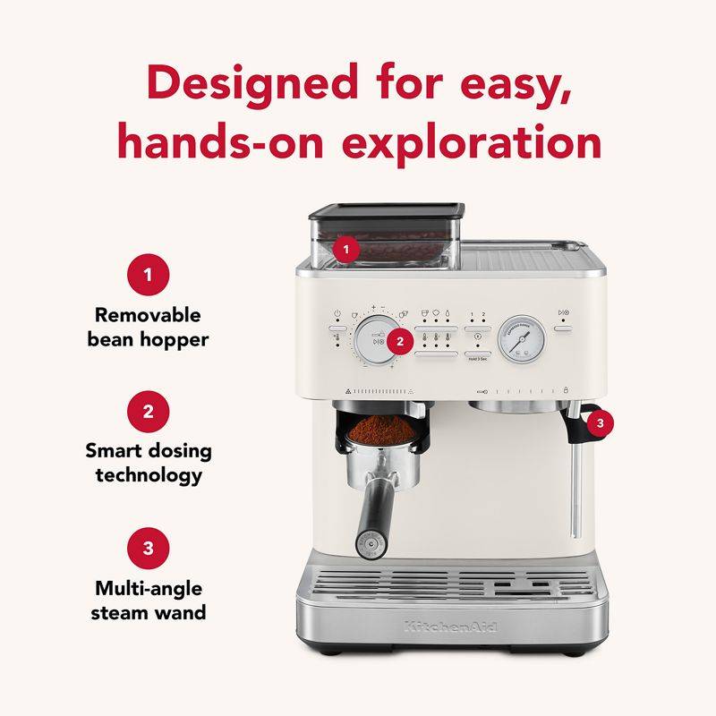 KitchenAid Semi Automatic Espresso Machine with Burr Grinder in Apple Red- KES6551PL