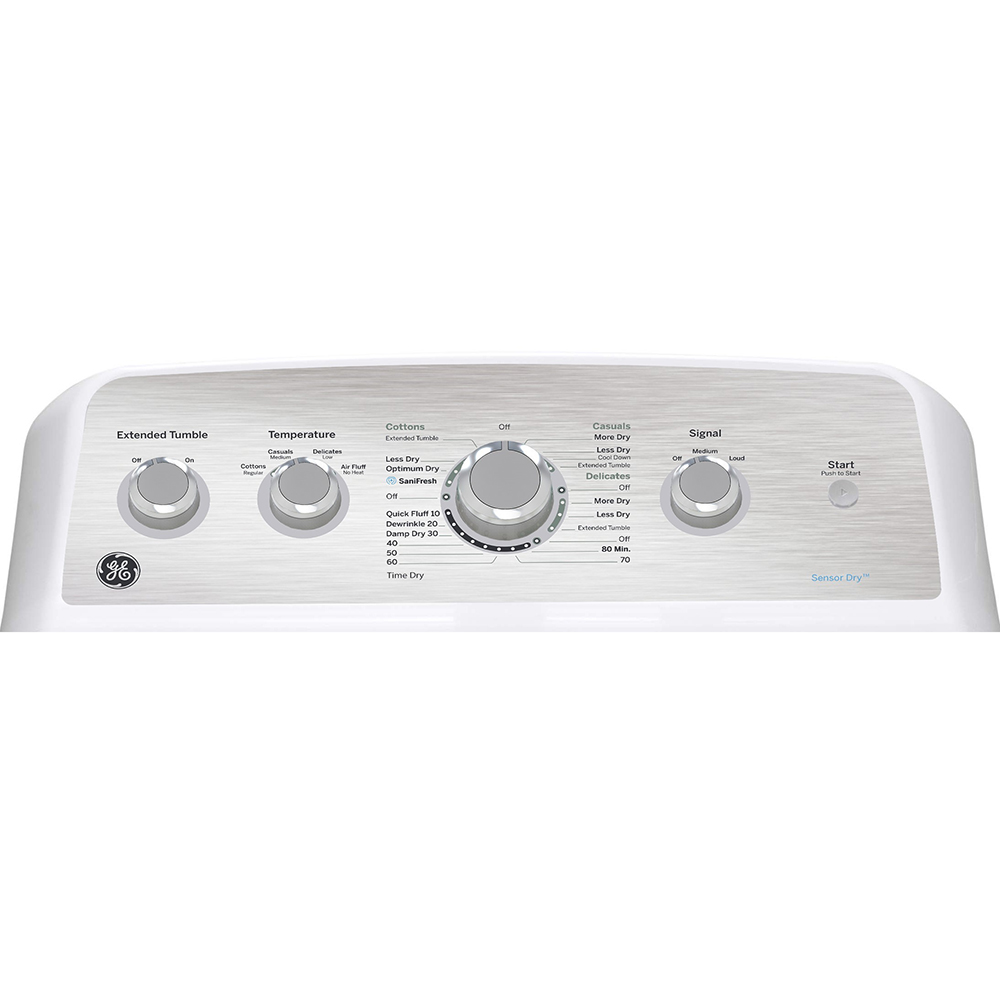 27" GE 7.2 Cu. Ft. Capacity Top Load Gas Dryer With SaniFresh Cycle In White - GTD45GBMRWS