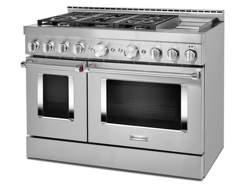 48" KitchenAid 6.3 Cu. Ft. Smart Commercial-Style Gas Range With Griddle - KFGC558JSS