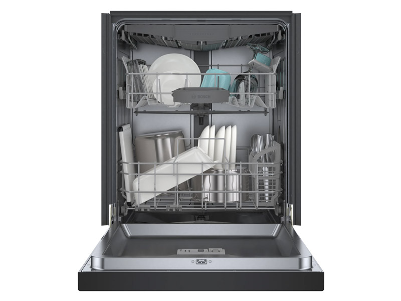 24" Bosch 300 Series 46 dBA Dishwasher with Standard 3rd Rack in Black - SHE53C86N