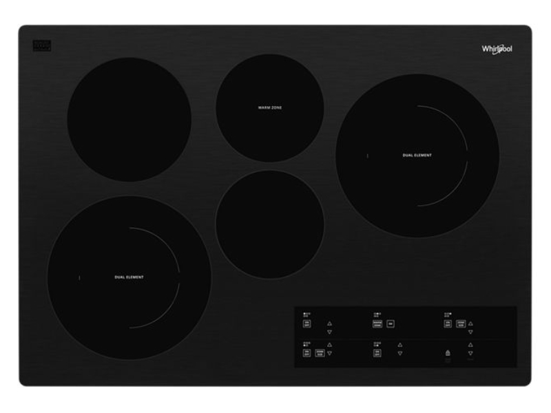 30" Whirlpool Electric Ceramic Glass Cooktop with Two Dual Radiant Elements  - WCE97US0KB