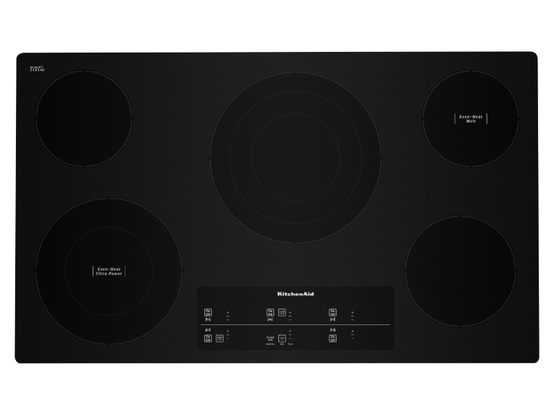 36" KitchenAid Electric Cooktop with 5 Elements and Touch-Activated Controls - KCES956KBL