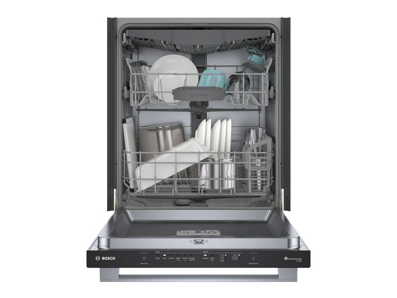 24" Bosch 100 Series Premium 46 dBA Dishwasher with Standard 3rd rack in Stainless Steel - SHX5AEM5N