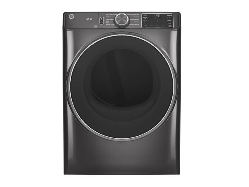 28" GE 7.8 cu. ft. Capacity Smart Front Load Gas Dryer with Sanitize Cycle - GFD55GSPNDG