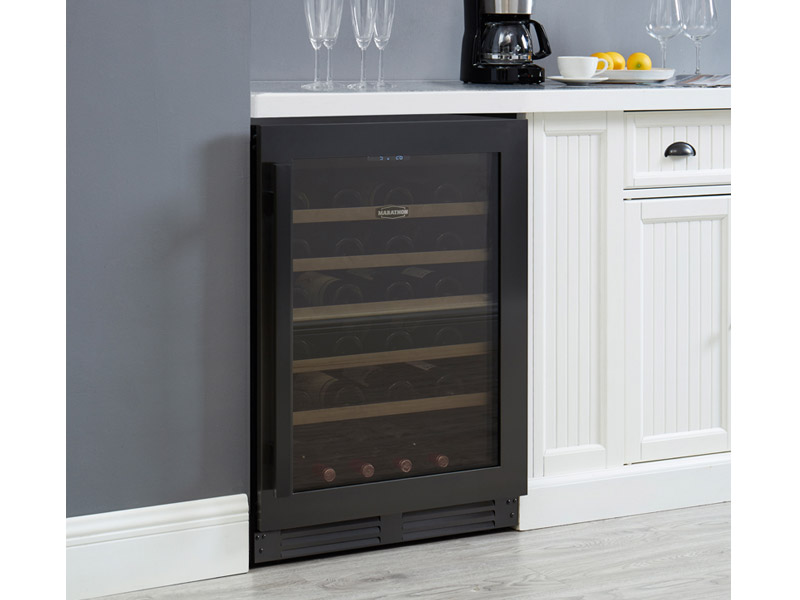 24" Marathon Built-in Convertible Beverage & Wine Cooler in Black Steel - MBWC56-BLS