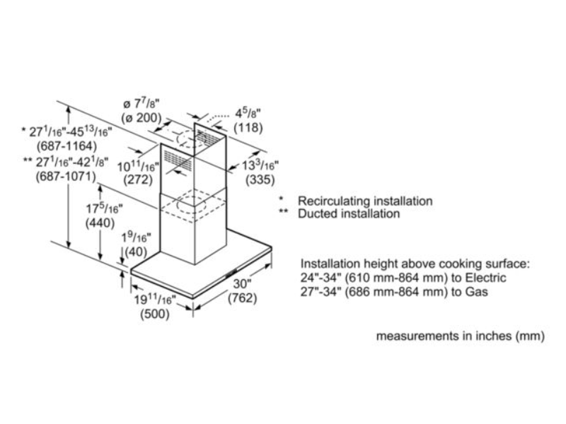 30" Bosch 500 Series Box Canopy Chimney Hood Stainless Steel - HCB50651UC