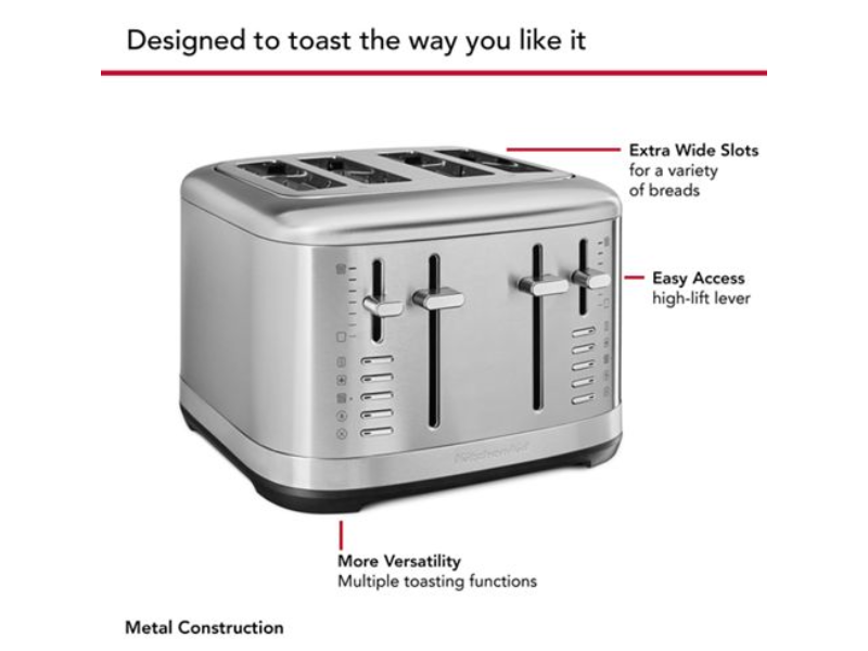 KitchenAid 4 Slice Toaster in Brushed Stainless Steel - KMT4109SX