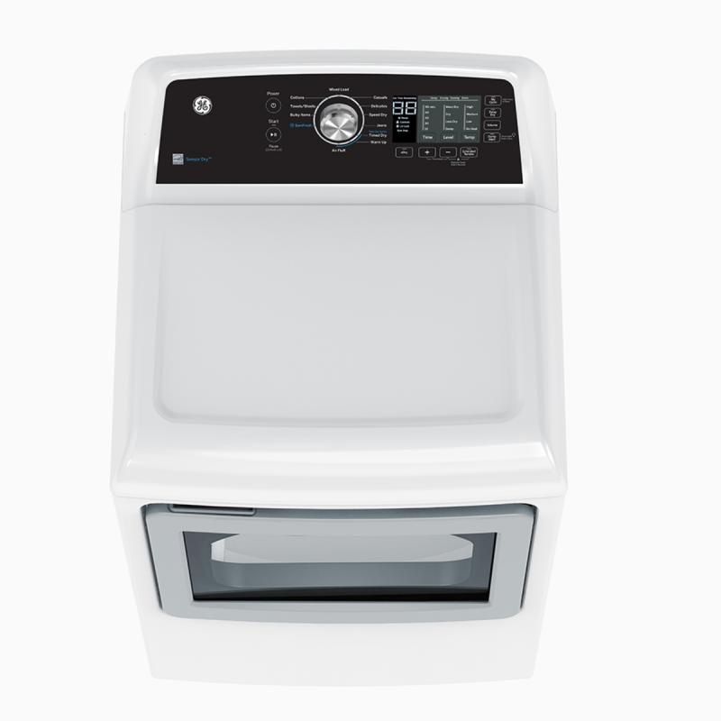 27" GE 7.4 Cu. Ft. Top Load Gas Dryer with SaniFresh Cycle White - GTD68GBMRWS