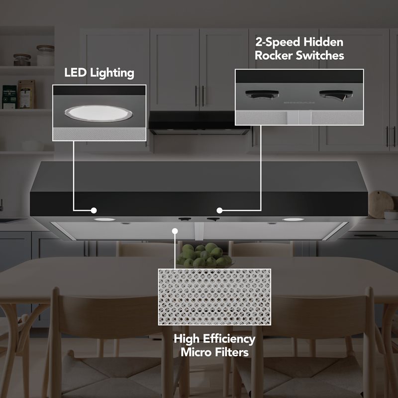 30" Broan Under Cabinet Range Hood in Black - GLA1303BL