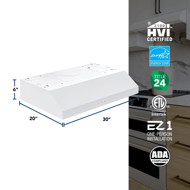 30" Broan Under Cabinet Range Hood in White - GLA2303WW