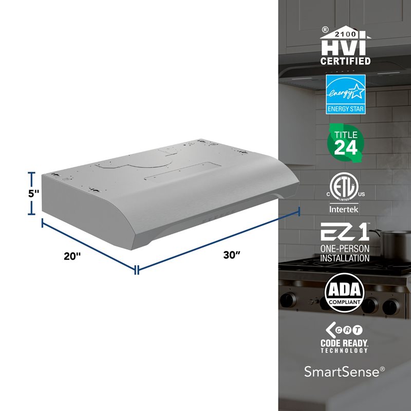 30" Broan ALT3 Series Under Cabinet Range Hood in Stainless Steel - ALT3304SS