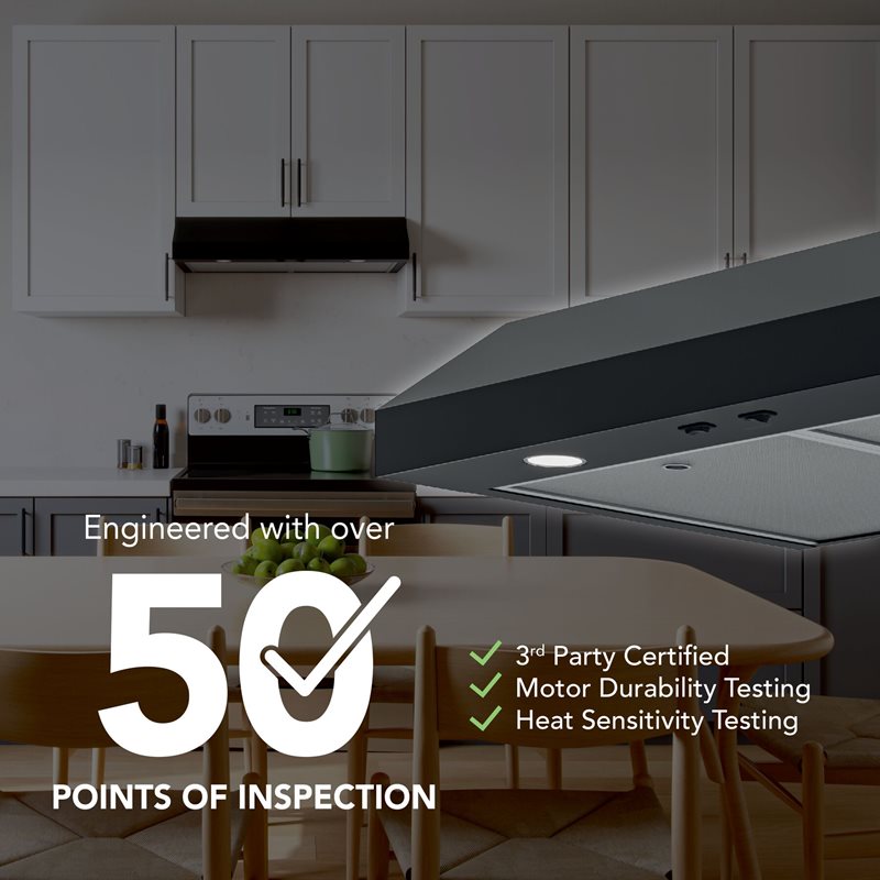 36" Broan Glacier Series Under Cabinet Range Hood in Black - GLA1363BL