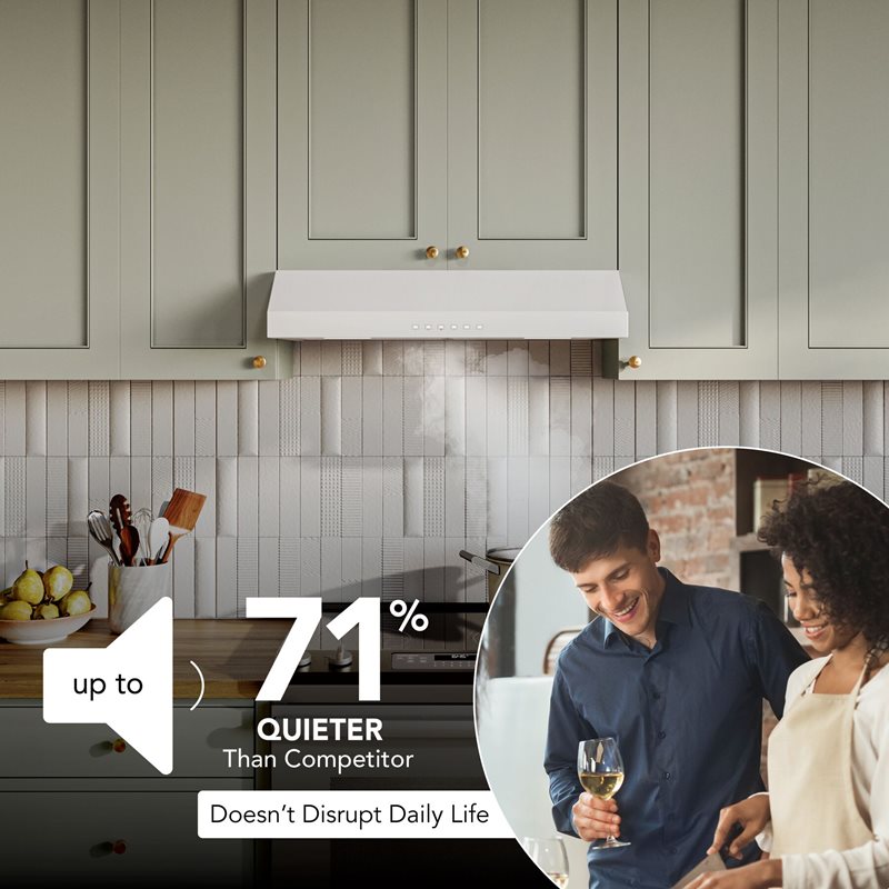 30" Broan Glacier Series Under Cabinet Range Hood in White - GLA3304WW