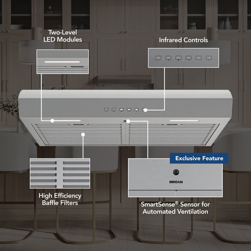 30" Broan Mantra Series Under Cabinet Range Hood in Stainless Steel - MTR3304SS