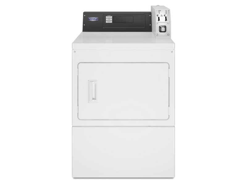 27" Maytag Commercial 7.4 Cu. Ft. Electric Dryer with Dual Coin Drop Installed - MDE20PDFZW