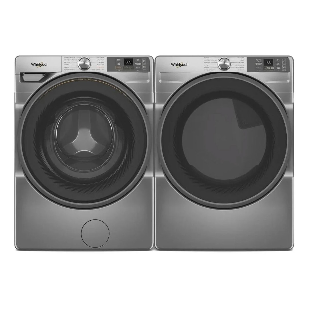 27" Whirlpool 5.2 Cu. Ft. Front Load Washer and 7.4 Cu. Ft. Front Load Electric Dryer - WFW5720RR-YWED5720RR