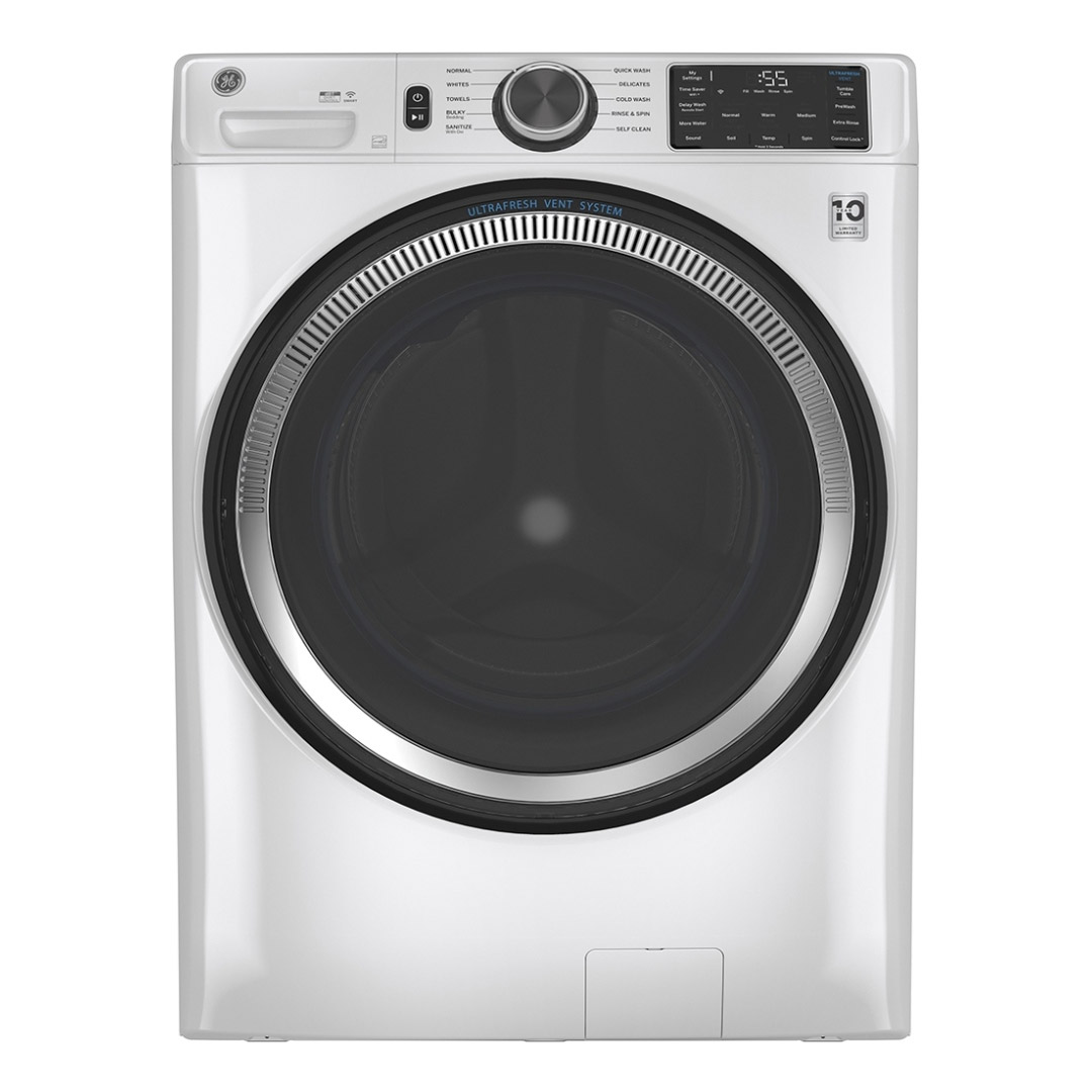 28" GE 5.5 Cu. Ft. (IEC) Washer 7.8 Cu. Ft. Dryer and Stacking Kit - GFA28KITN-GFW550SMNWW-GFD55GSSNWW