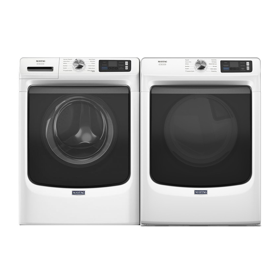 27" Maytag 5.8 Cu. Ft. Smart Pet Pro Front Load Washer and 7.4 Cu. Ft. Front Load Electric Dryer -MFW7020RW-YMED7020RW