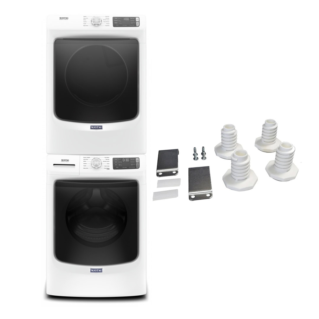 27" Maytag 5.5 Cu. Ft. Front Load Washer And 7.3 Cu. Ft. Front Load Gas Dryer and Stacking Kit - W10869845-MHW6630HW-MGD6630HW