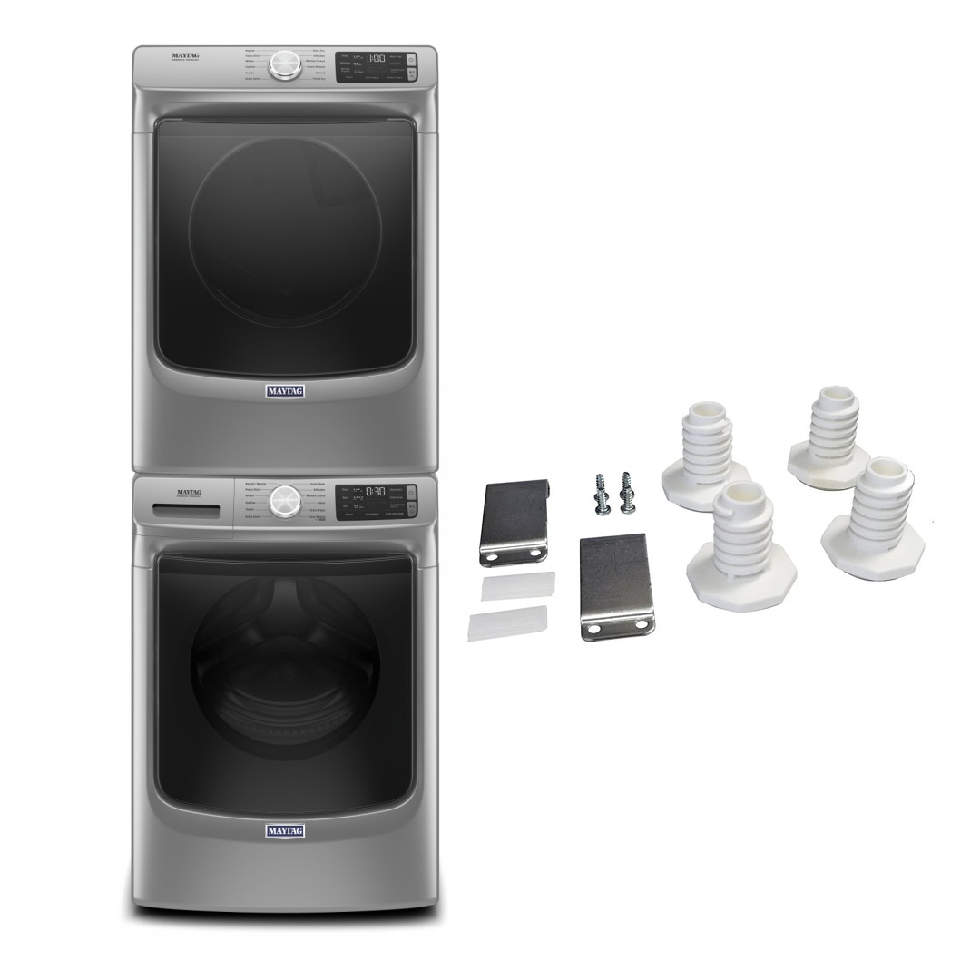 27" Maytag 5.5 Cu. Ft. Front Load Washer  7.3 Cu. Ft. Dryer and Stacking Kit - W10869845-MHW6630HC-MGD6630HC