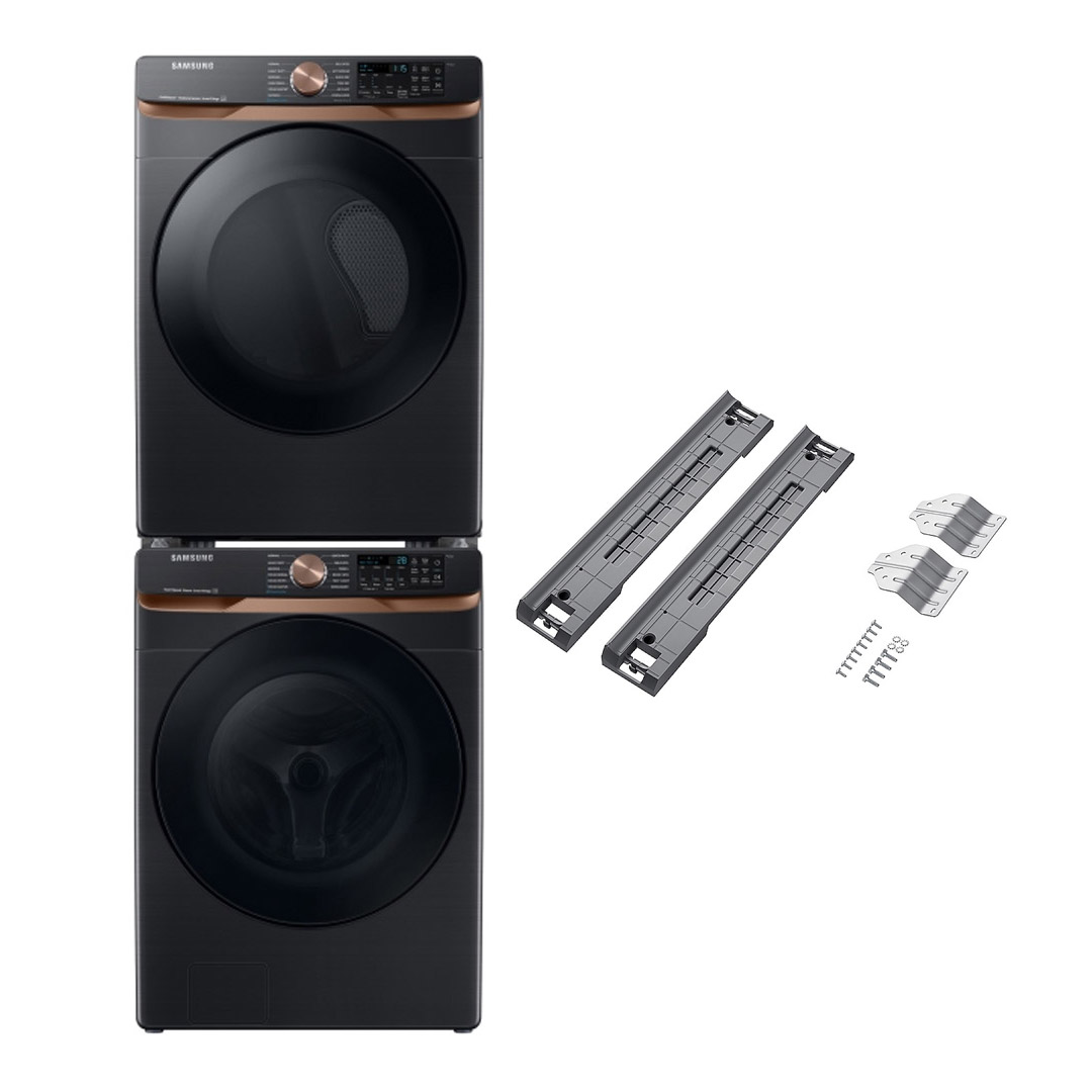 27" Samsung 5.8 Cu. Ft. Smart Front Load Washer 7.5 Cu. Ft. Dryer and Stacking Kit - SKK-8K-WF50BG8300AVUS-DVE50BG8300VAC