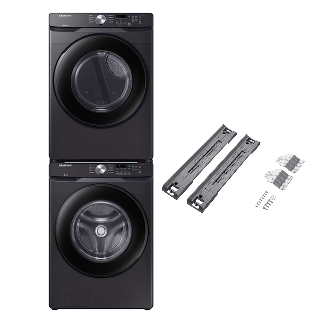 27" Samsung 5.2 Cu. Ft. Front Load Washer 7.5 Cu. Ft. Electric Dryer and Stacking Kit - SKK-8K-WF45T6000AV-DVE45T6005V