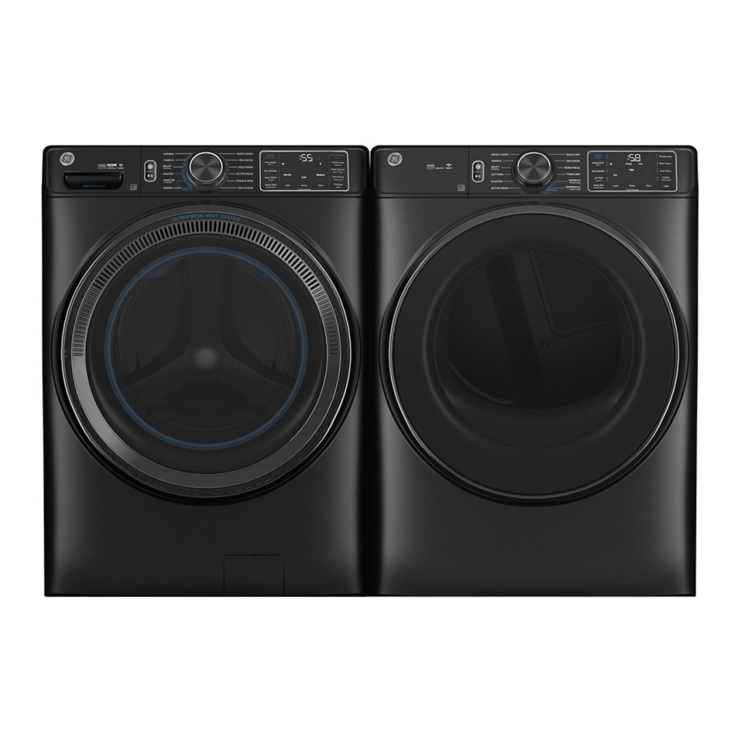 28" GE 5.8 Cu. Ft. Smart Front Load Washer and 7.8 Cu. Ft. Electric Dryer - GFW655SPVDS-GFD65ESMVDS