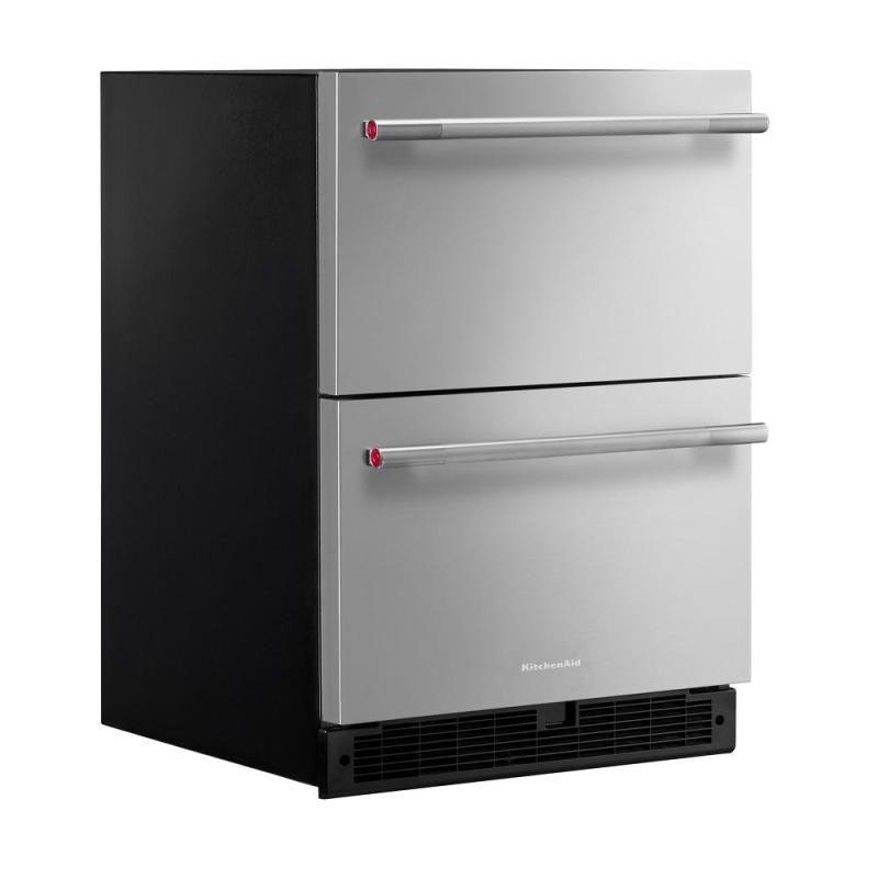 24" KitchenAid Stainless Steel Undercounter Double-Drawer Refrigerator - KURT524SSB