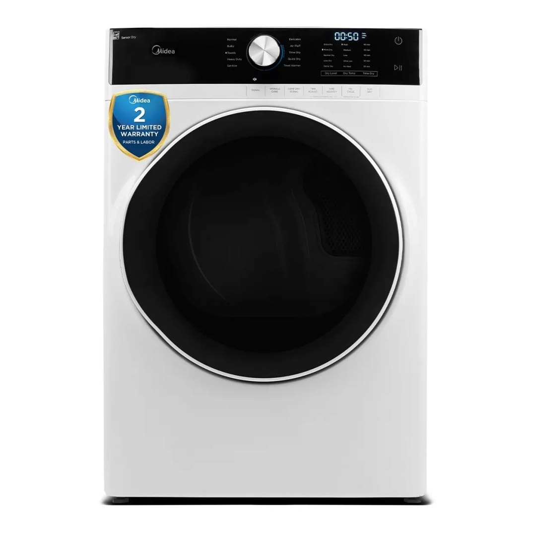 27" Midea 5.2 Cu. Ft. Front Load Washer and 8.0 Cu. Ft. Dryer - MLH52N4AWW-MLE52N4AWW