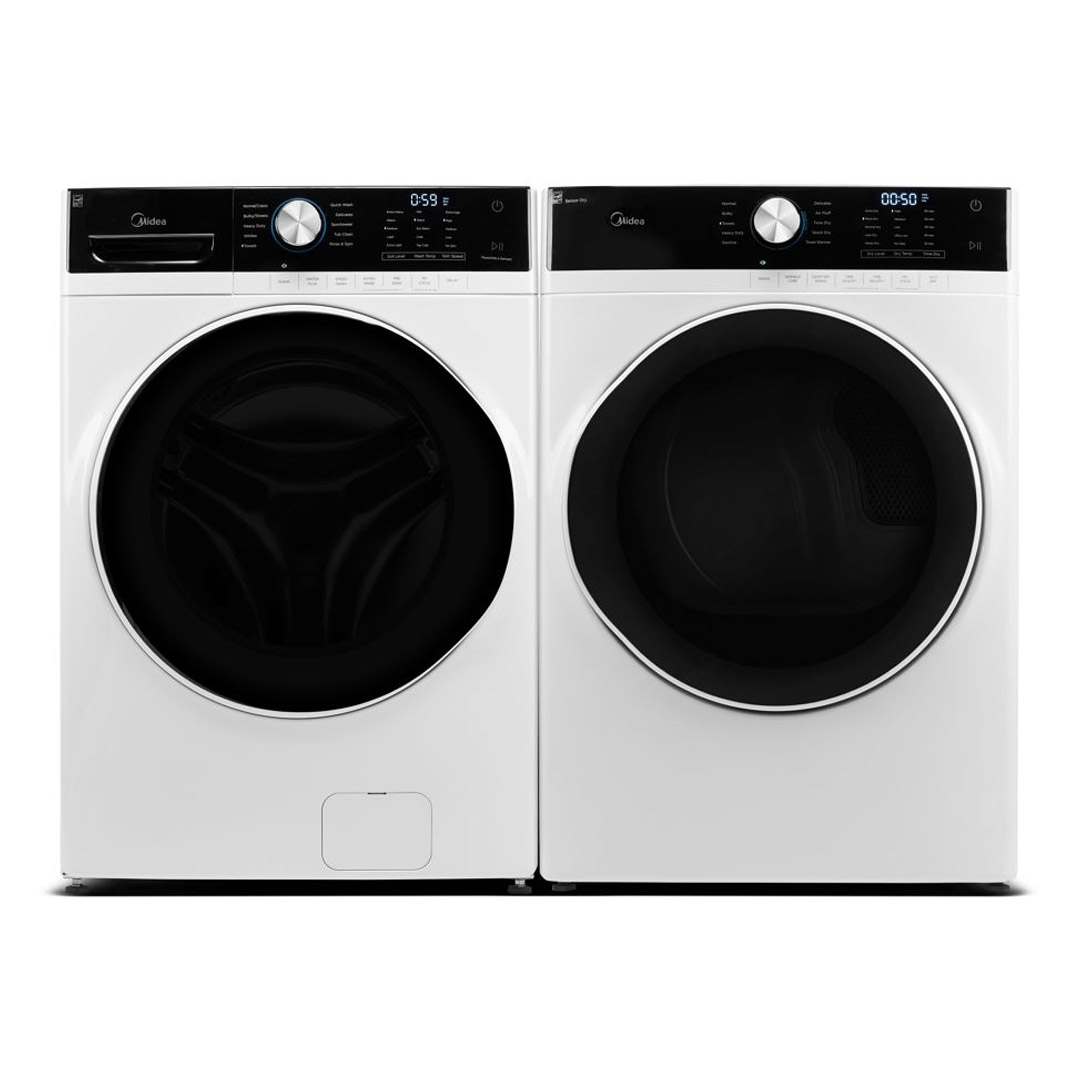 27" Midea 5.2 Cu. Ft. Front Load Washer and 8.0 Cu. Ft. Dryer - MLH52N4AWW-MLE52N4AWW