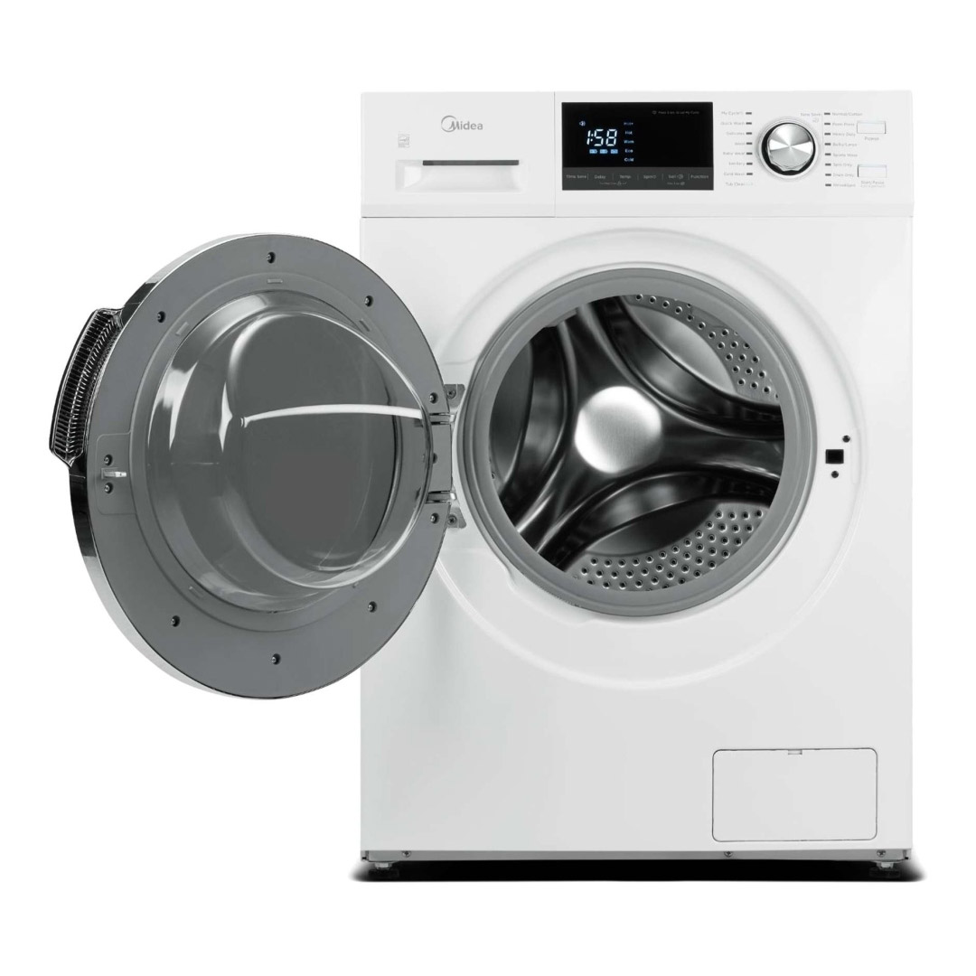 24" Midea 3.1 Cu. Ft. Front Load Washer and 4.4 Cu. Ft. Ventless Heat Pump Dryer - MLH27N5AWWC-MLE27N5AWWC