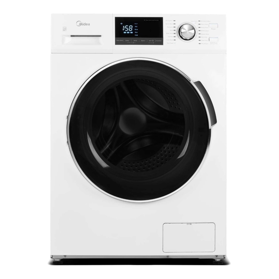 24" Midea 3.1 Cu. Ft. Front Load Washer and 4.4 Cu. Ft. Ventless Heat Pump Dryer - MLH27N5AWWC-MLE27N5AWWC