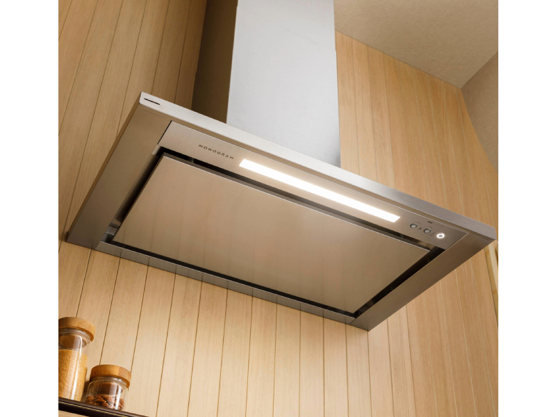 36" Monogram Wall-Mounted Pyramid Chimney Vent Hood with Air Quality Sensors - ZVWS361SRSS