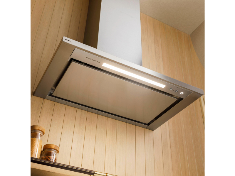 48" Monogram Wall-Mounted Pyramid Chimney Vent Hood with Air Quality Sensors - ZVWS481SRSS