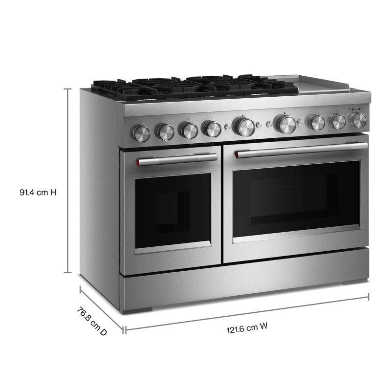 48" KitchenAid 6 Burner Commercial-Style Dual Fuel Range with Griddle - KFDD948SSS
