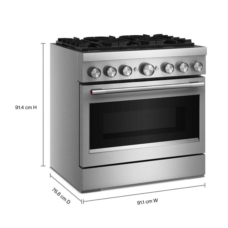 36" KitchenAid 6 Burner Commercial-Style Dual Fuel Range - KFDS936SSS
