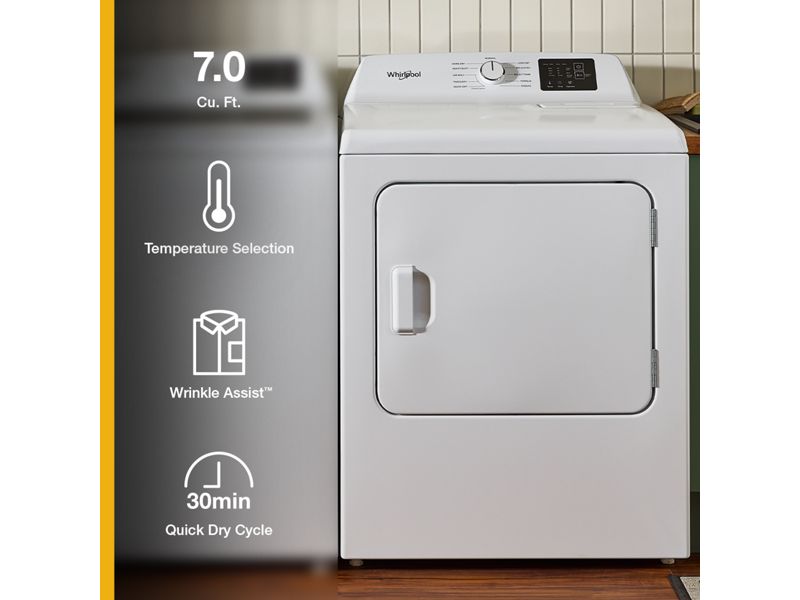29" Whirlpool 7.0 Cu. Ft. Gas Dryer with Adaptive Dry - WGD4105SW