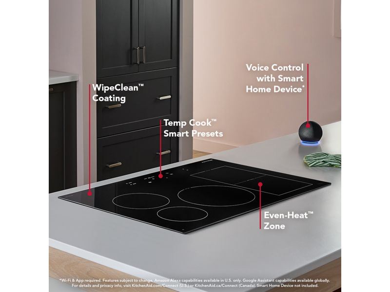 30" Kitchenaid Temp Cook Induction Cooktop with 5 Cooking Zones - KCIT730SSS