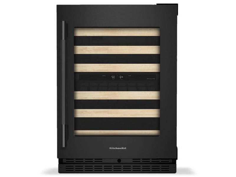 24" KitchenAid Undercounter Wine Cellar with Full-Extension Wood-Front Racks - KUWR524SBE