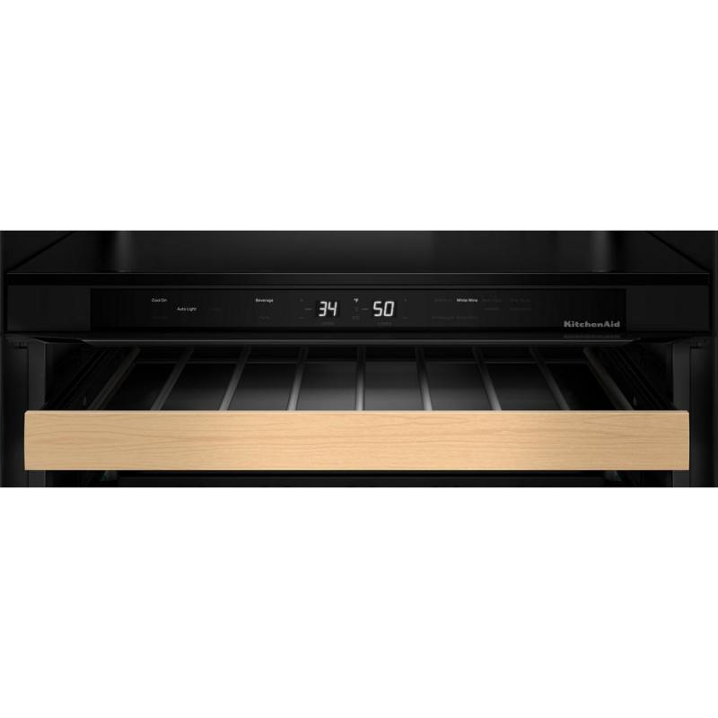 24" KitchenAid Undercounter Wine Cellar with Full-Extension Wood-Front Racks - KUWR524SBE