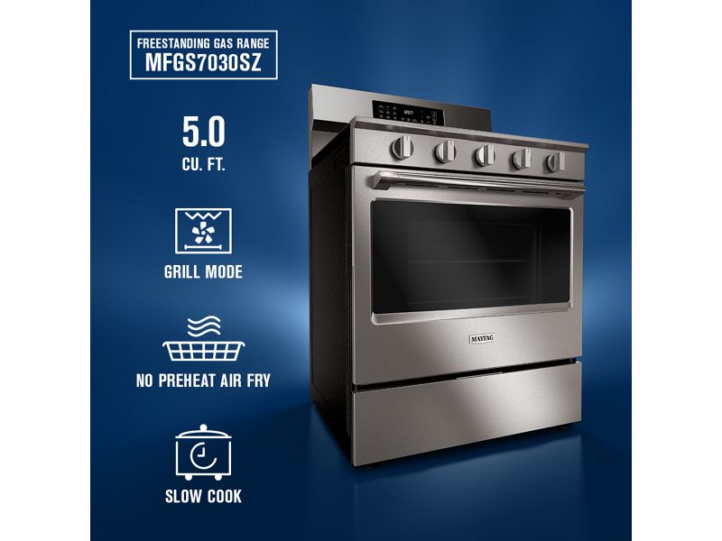 30" Maytag 5.0 Cu. Ft. Freestanding Gas Range with Grill Mode - MFGS7030SZ