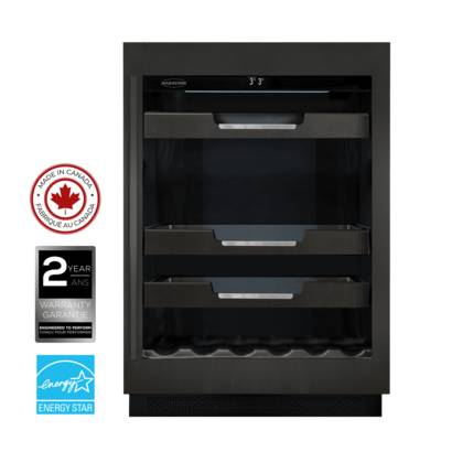 24" Marathon Built-in Single Zone Beverage Cooler in Black Steel - M4-100BLS