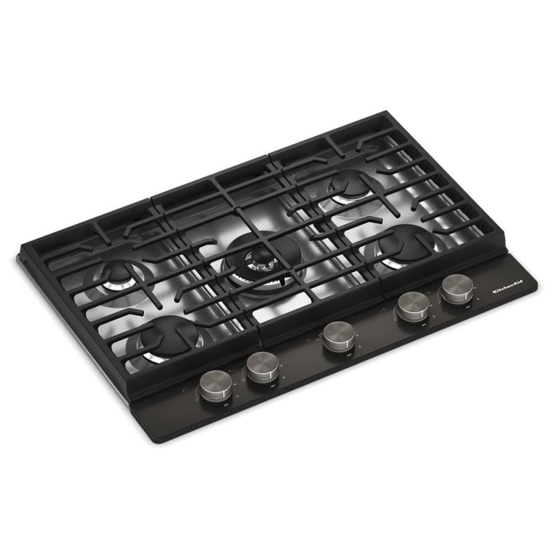 30" KitchenAid Gas-on-Metal Cooktop with an Integrated Wok Grate - KCGK530SBE