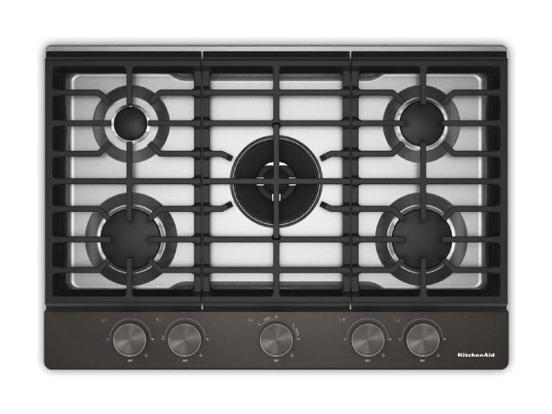 30" KitchenAid Gas-on-Metal Cooktop with an Integrated Wok Grate - KCGK530SBE