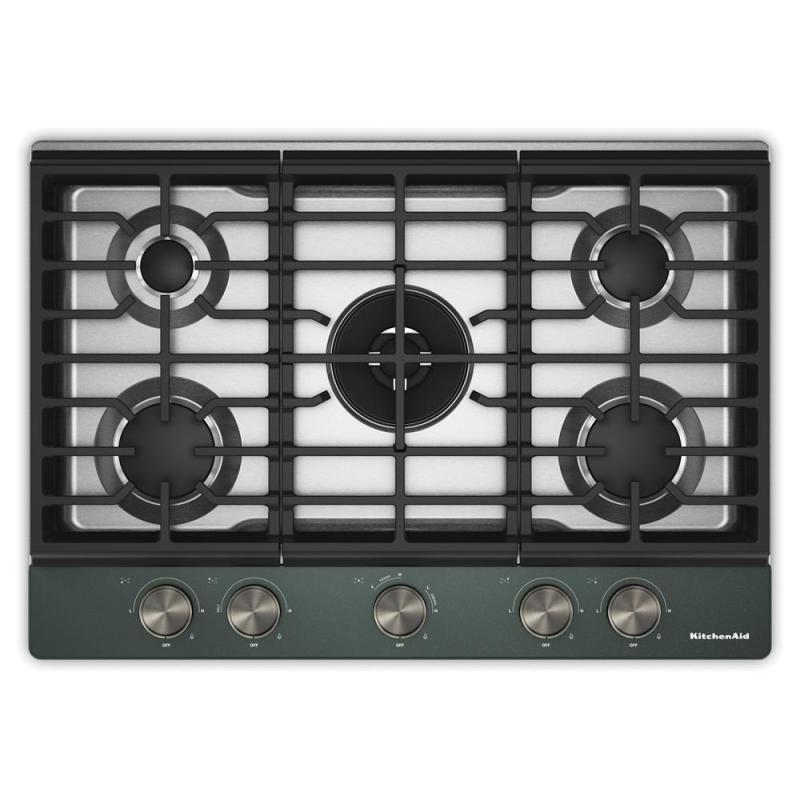 30" KitchenAid Gas-on-Metal Cooktop with an Integrated Wok Grate - KCGK730SJP