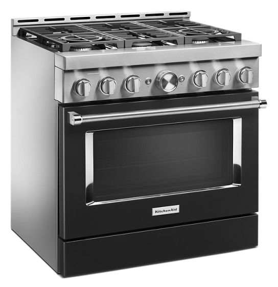 36" KitchenAid 5.1 Cu. Ft. Smart Commercial-Style Gas Range With 6 Burners - KFGC506JBK